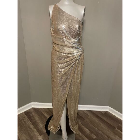 NWT Halston Adriana One-Shoulder Sequin Gown Size 2 $595 - Picture 6 of 10